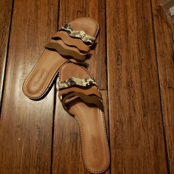 Madewell The Wave Slide Leather Sandal Snakeskin Womens Shoes Size 8.5 Pre-Owned - Picture 5 of 13